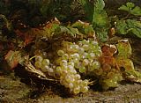 Famous Basket Paintings - A still life with grapes in a basket